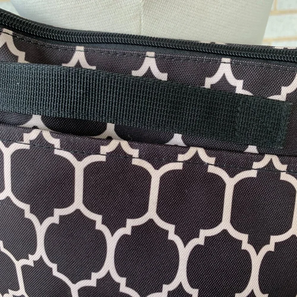 Skip Hop Canvas Diaper Bag Tote Adjustable Shoulder Strap Brown Black Geometric